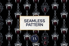 Vampire Fangs Pattern, Dark Gothic Teeth Digital Paper Product Image 3