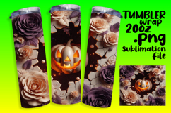 TRENDY 20oz Tumbler PNG Template , 3D Pumpkin Product Image 1