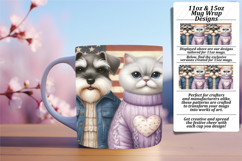 Chic 11oz Mug Wrap Png Design , Dog and cat Product Image 1