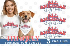 American Dog Mama Papa 4th of July USA Paw DTF PNG Bundle Product Image 1