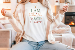 Christian Quote SVG - Faith Saying | I Am Who He Says I Am Product Image 4
