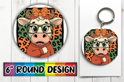 Joyful Circle Coasters Sublimation, Cute Cow Product Image 1