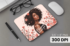 Afro Girl / Woman braided hair Mouse Pad, Black Queen PNG Product Image 1