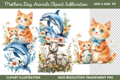 Mothers Day Animals Clipart PNG Product Image 1