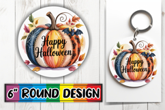 Enchanted Circle Keychain Inspiration PNG, Pumpkin Watercolo Product Image 1