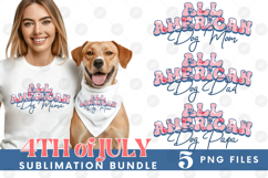 American Dog Mama Papa 4th of July USA Paw DTF PNG Bundle Product Image 1