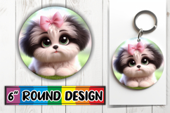 Cheerful Circle Keychains Design PNG, 3D Dog Product Image 1