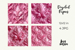 Floral Ribbon Digital Paper Kit Rococo Valentine Patterns Product Image 2