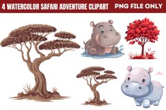 Watercolor Safari Adventure Clipart PNG Product Image 1