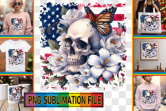 RADIANT PNG Art for TSHIRTS, Skull USA Product Image 1