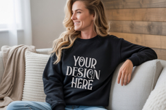 Black Gildan 18000 Sweatshirt Mockup,G18000 Crewneck Sweatsh Product Image 1