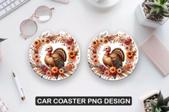 Turkey Car Coaster Sublimation| Animal Coaster PNG Product Image 1