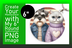 Playful Round Design Car Coaster PNG , Dog and cat Product Image 1