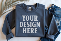 Dark Heather Gildan 18000 Folded Flat Lay Mockups Product Image 1