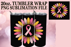 Heartfelt Sublimation 20oz tumbler wrap, Breast Cancer Product Image 1