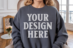 Dark Heather Gildan 18000 Crewnwck Sweatshirt Mockup, gildan Product Image 1