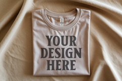 Gildan 64000 Sand Folded Tshirt Mockup Product Image 1
