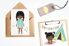 African American slumber party girls graphics - vectors Product Image 3