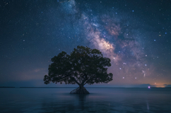 Tree In Ocean Background Wallpaper Product Image 1