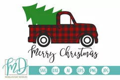 Buffalo Plaid Vintage Truck SVG DXF PNG Cut File Product Image 2