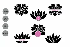 Lotus SVG cut files, Lotus Monogram svg, Lotus Flower svg. Product Image 1