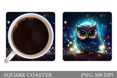 Owl Square Coaster Design. Owl Coaster Sublimation Product Image 1