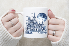 Cute blue Halloween haunted house clipart t shirt design png Product Image 3