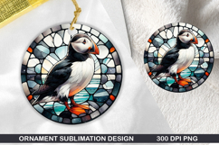 Puffin Stained Glass Ornament PNG, Digital Download File Product Image 1