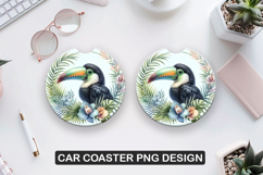 Floral Birds Car Coaster Sublimation| Animal Coaster PNG Product Image 1