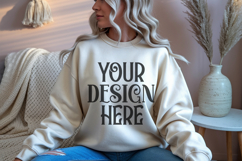 Sand Gildan 18000 Crewneck Sweatshirt Mockups,G18000 Product Image 1
