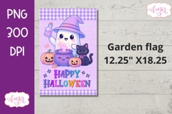 Happy Halloween Garden Flag Sublimation PNG, Cute ghost PNG Product Image 2
