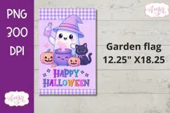 Happy Halloween Garden Flag Sublimation PNG, Cute ghost PNG Product Image 2