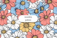 Whimsical Daisy Floral Seamless Pattern Pastel Colors Product Image 1
