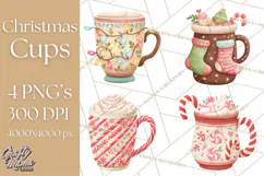Christmas Hot Cocoa Mug Clipart PNG, Holiday Cup Art Product Image 1