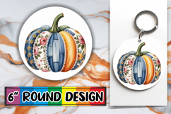 Joyful Circle Car Coaster Design PNG, Pumpkin Watercolor Product Image 1