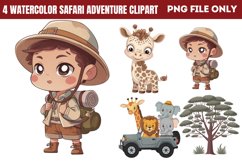 Watercolor Safari Adventure Clipart PNG Product Image 1