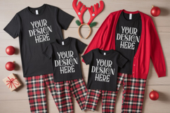 Christmas Family Matching Group T-Shirt Mockups | Holiday Fl Product Image 1