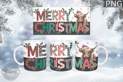Christmas Mug Wrap Design,Christmas Highland Cow Sublimation Product Image 4