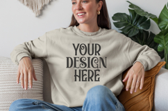 Sand Gildan 18000 Mockup, Sweatshirt Crewneck Mockups Product Image 1