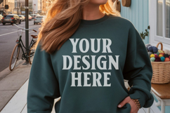 Gildan 18000 Forest Green Mockup , Crewneck Sweatshirt Boho Product Image 1