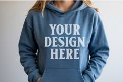 Indigo Blue Gildan 18500 Hoodie Mockup, G18000 Hoodie Mod Product Image 1