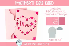 Mother's Day Card SVG | Floral Heart Cardstock Insert Card Product Image 1