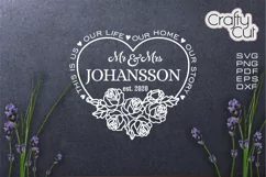 Mr and Mrs sign, Family Last Name Floral wreath, Rustic Sign Product Image 2