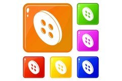 Classic shirt button icons set vector color Product Image 1