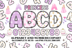 Princess Alphabet png clipart, princess letters doodle Product Image 1