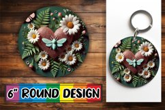 Radiant Circle Car Coasters PNG, 3D Heart Product Image 1