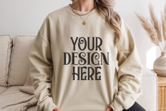 Sand Gildan 18000 Crewneck Sweatshirt Mockups,G18000 Product Image 1