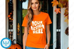 Orange women Tshirt Mockup, Halloween tshirt mockup Product Image 1