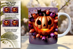 Charming 11oz Mug Wrap Png Design , 3D Pumpkin Product Image 1