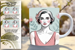 Dynamic 11oz Mug Wrap Png Design , Beauty Woman Product Image 1